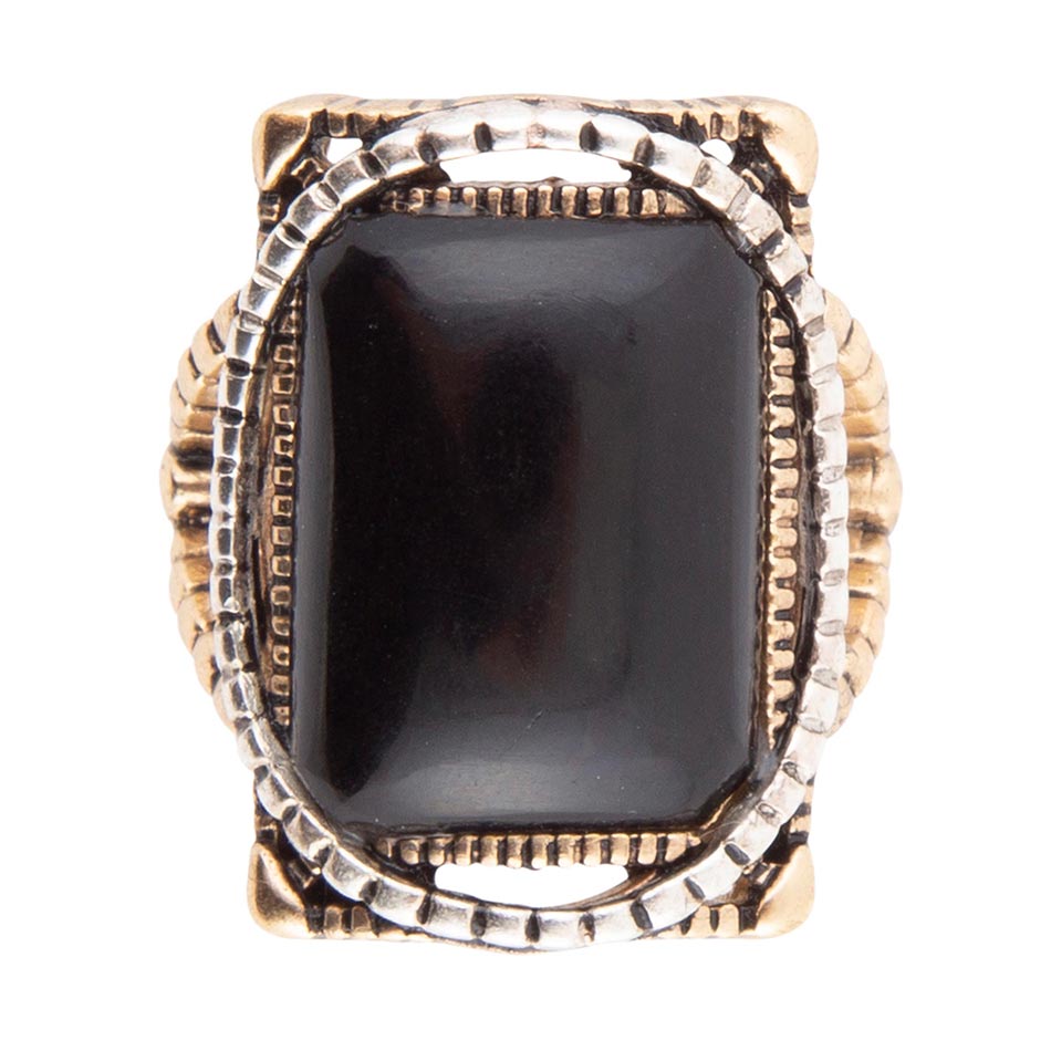 Black Onyx Mixed Metal Statement Ring