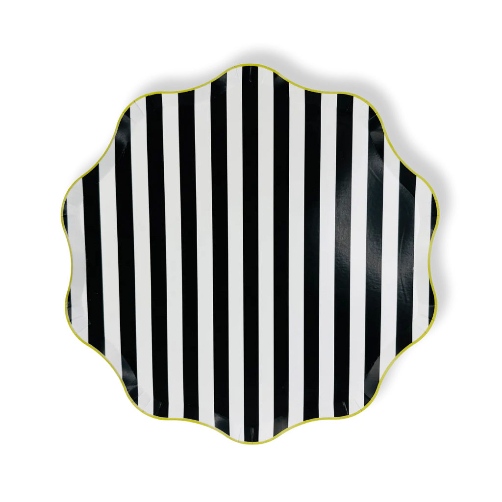Black & White Striped Paper Party Plate (12pcs)