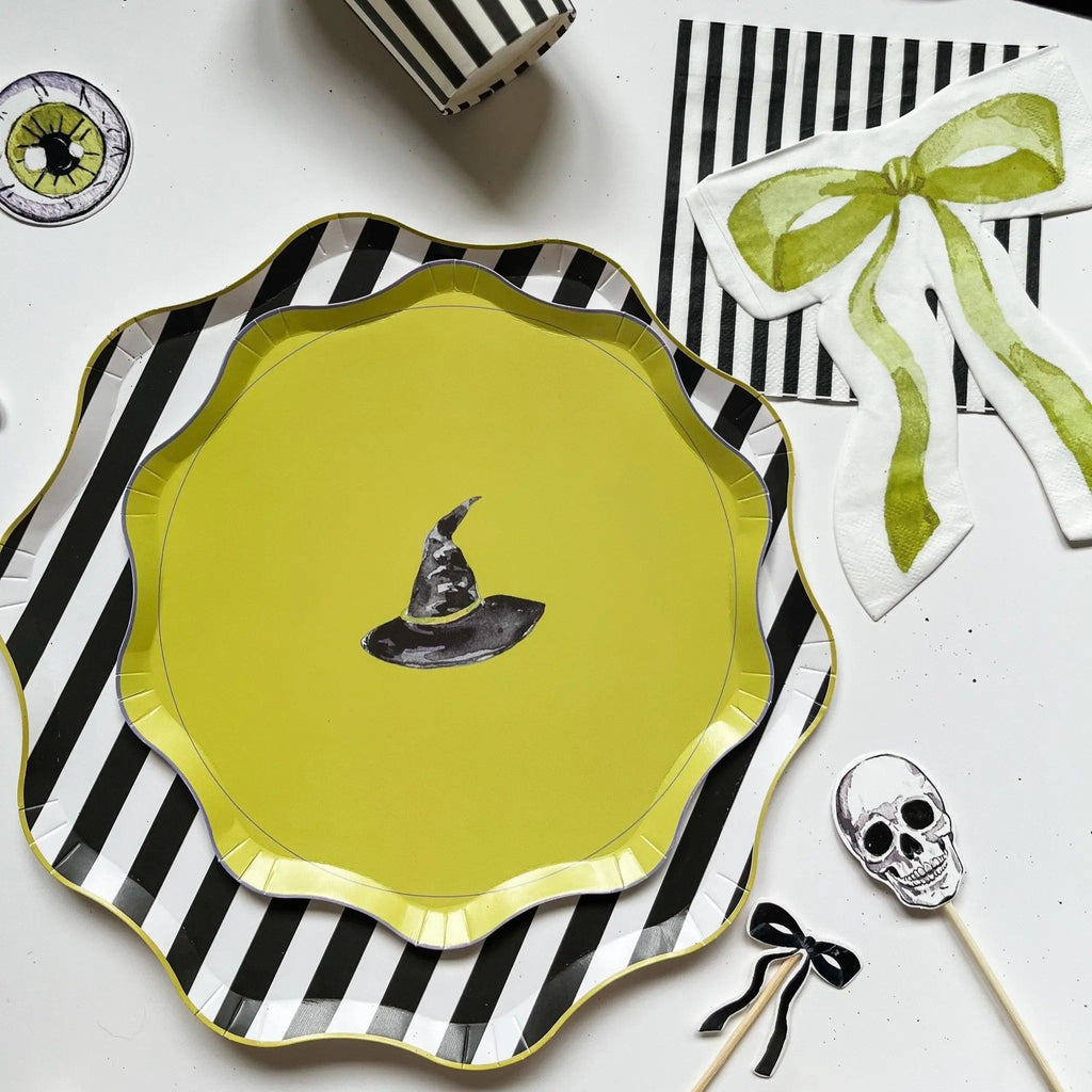 Black & White Striped Paper Party Plate (12pcs)