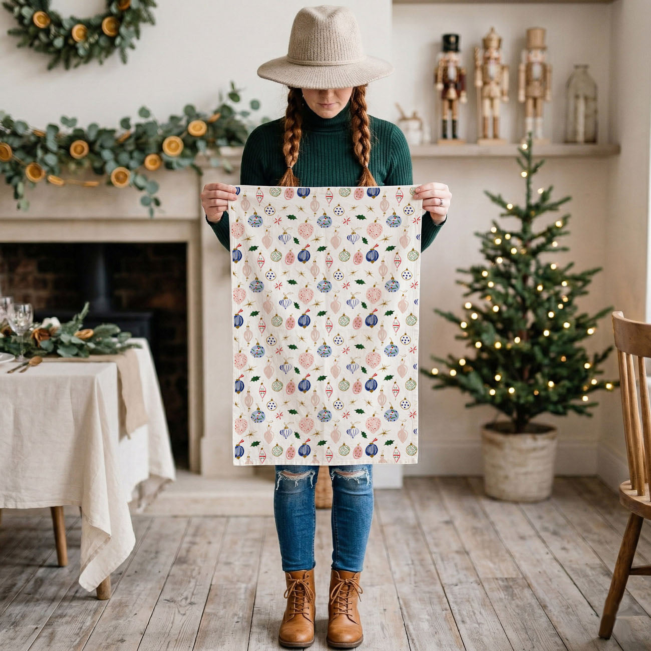 Ornament Blues Kitchen Towel