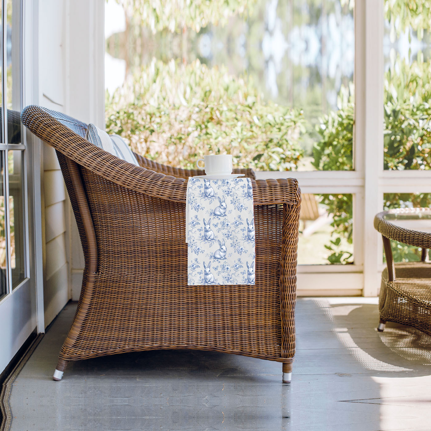 Blue Toile Towel