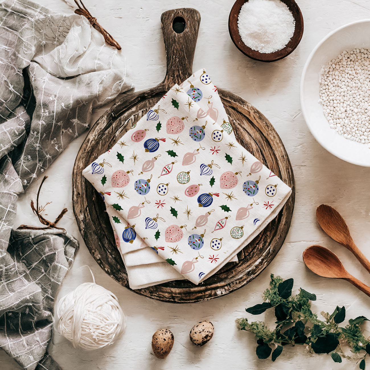 Ornament Blues Kitchen Towel