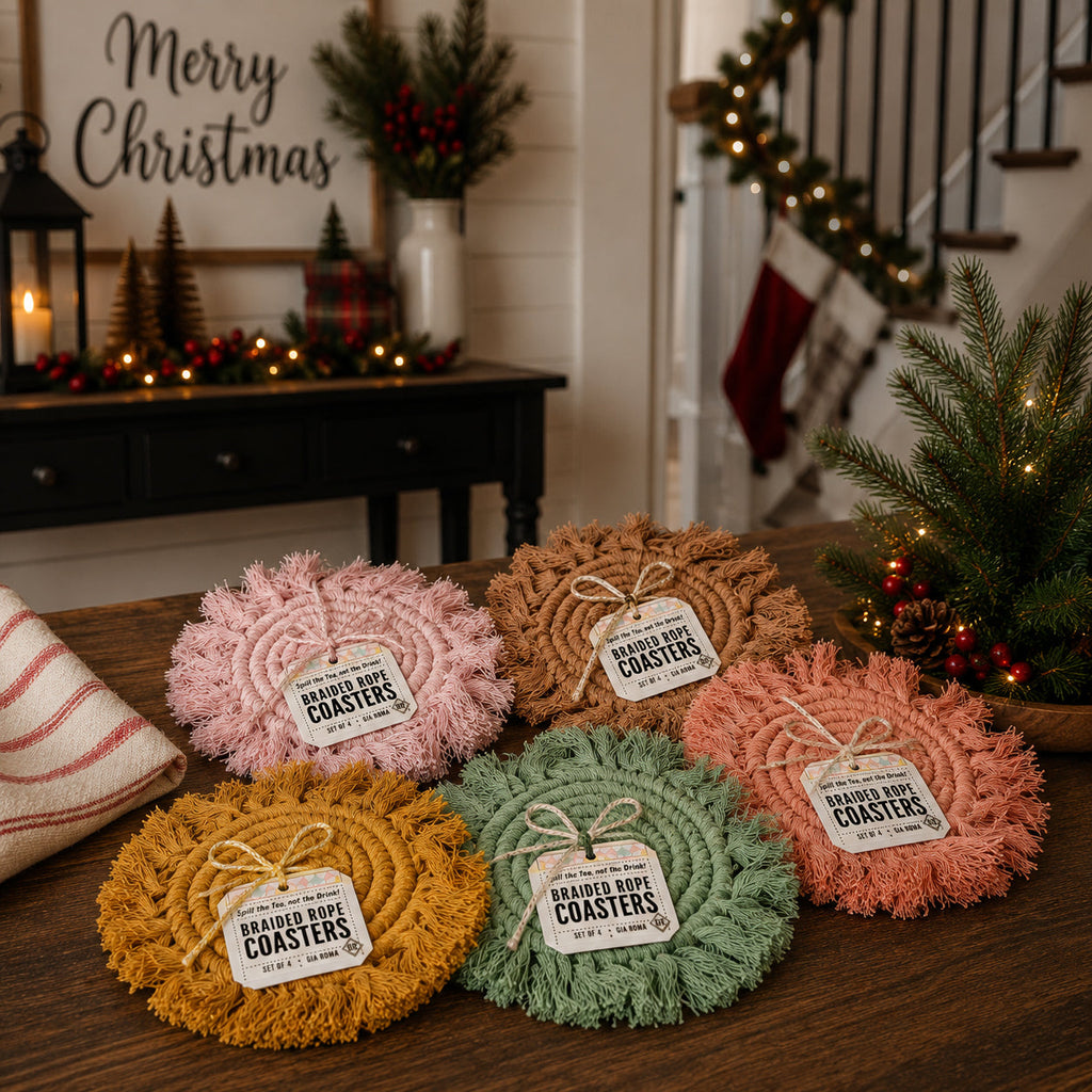 Pastel Braided Tassel Coasters
