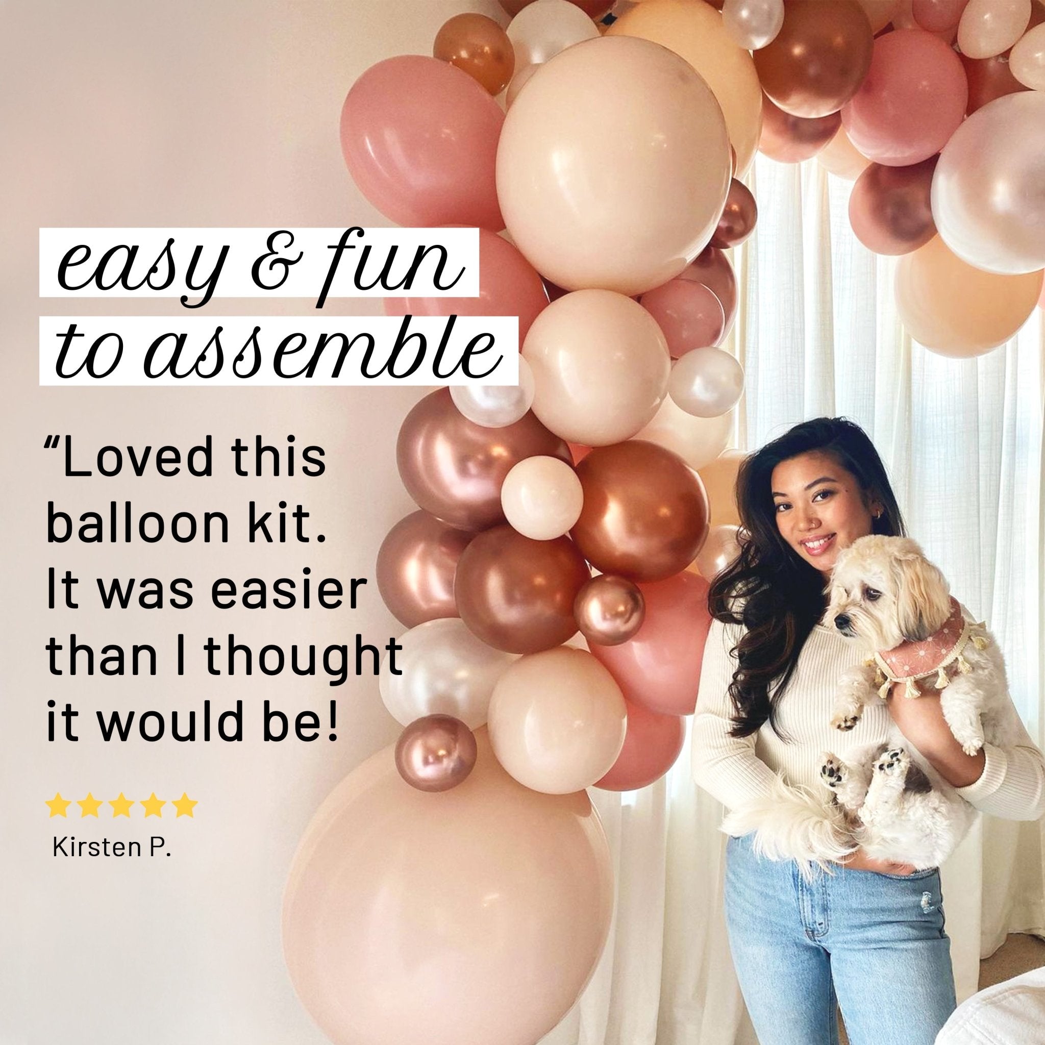 Dusty Rose Boho Balloon Garland Kit | Blush Chrome Rose Gold DIY Arch