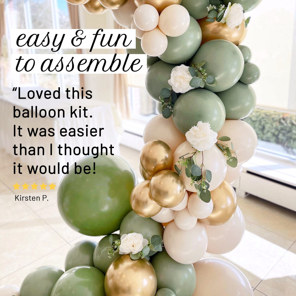 Boho Safari Balloon Garland Kit | Sage Green, Gold and Linen