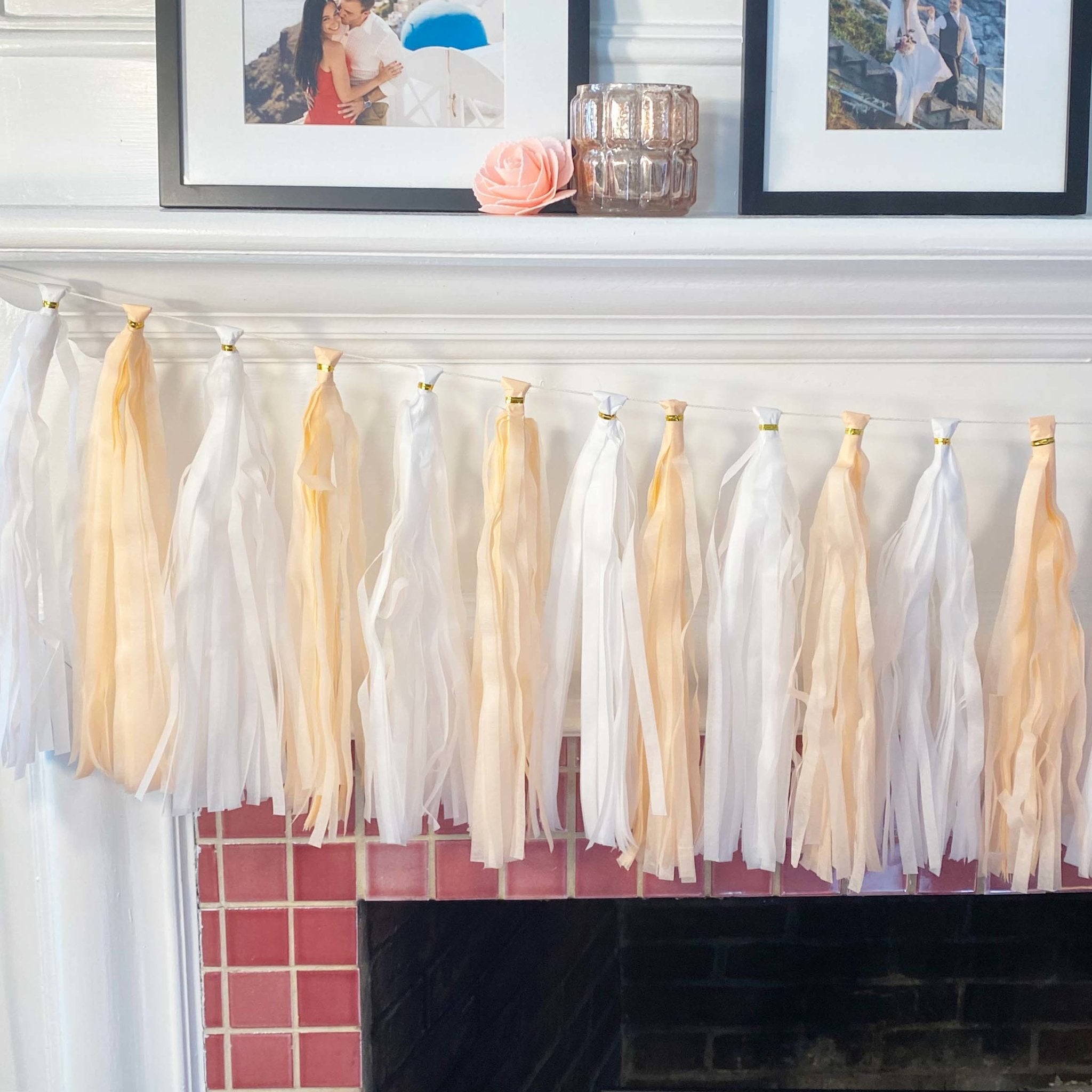White and Blush Paper Tassel Tail