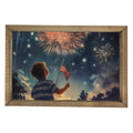 Boy Watching Fireworks Framed Art