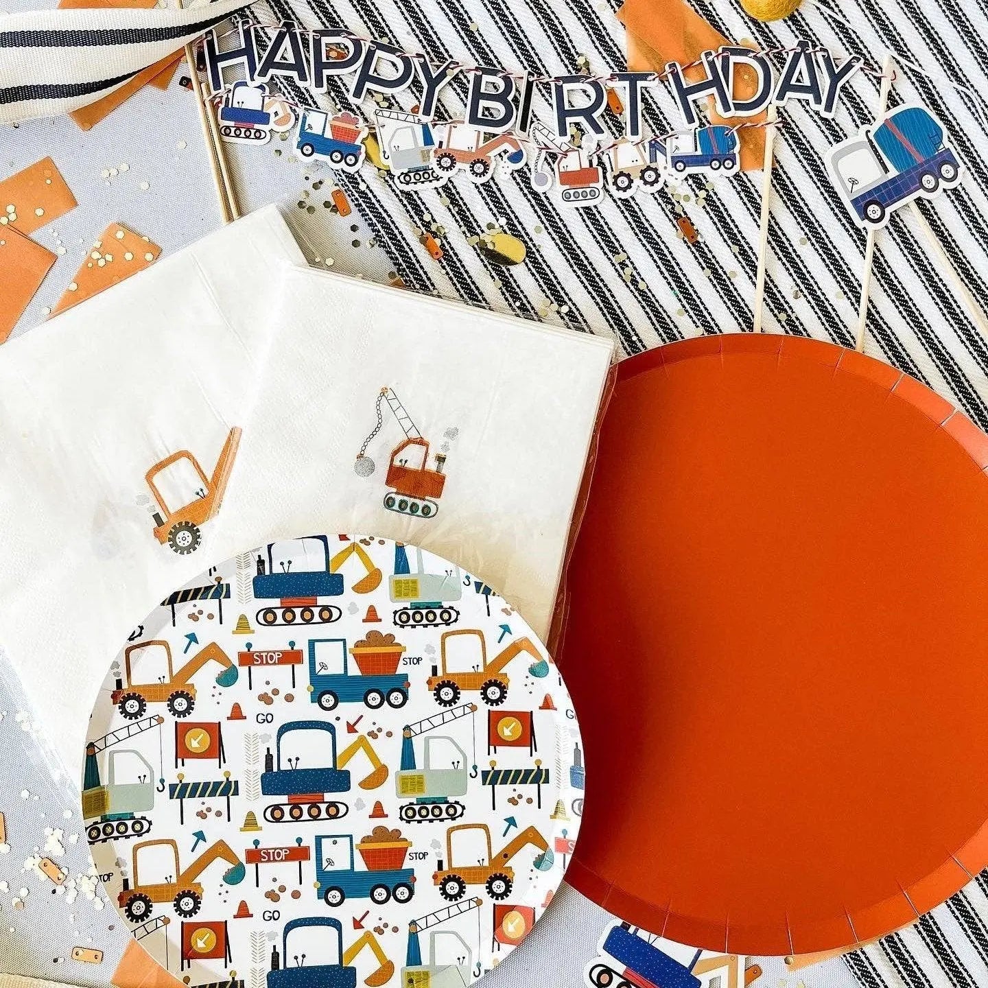Construction Builder Birthday Cupcake Toppers (8pcs)