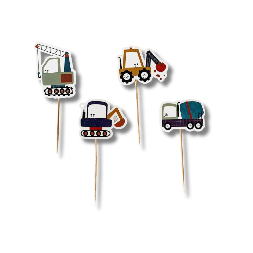 Construction Builder Birthday Cupcake Toppers (8pcs)