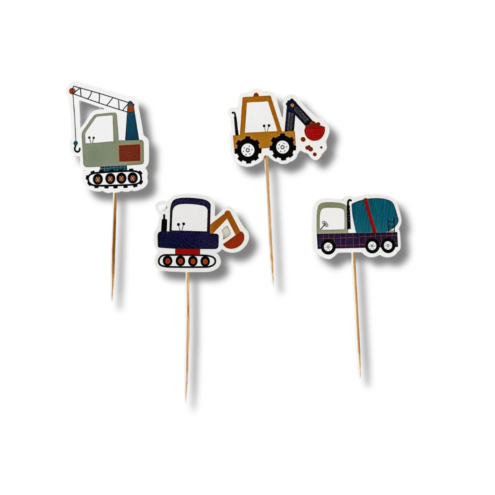 Construction Builder Birthday Cupcake Toppers (8pcs)