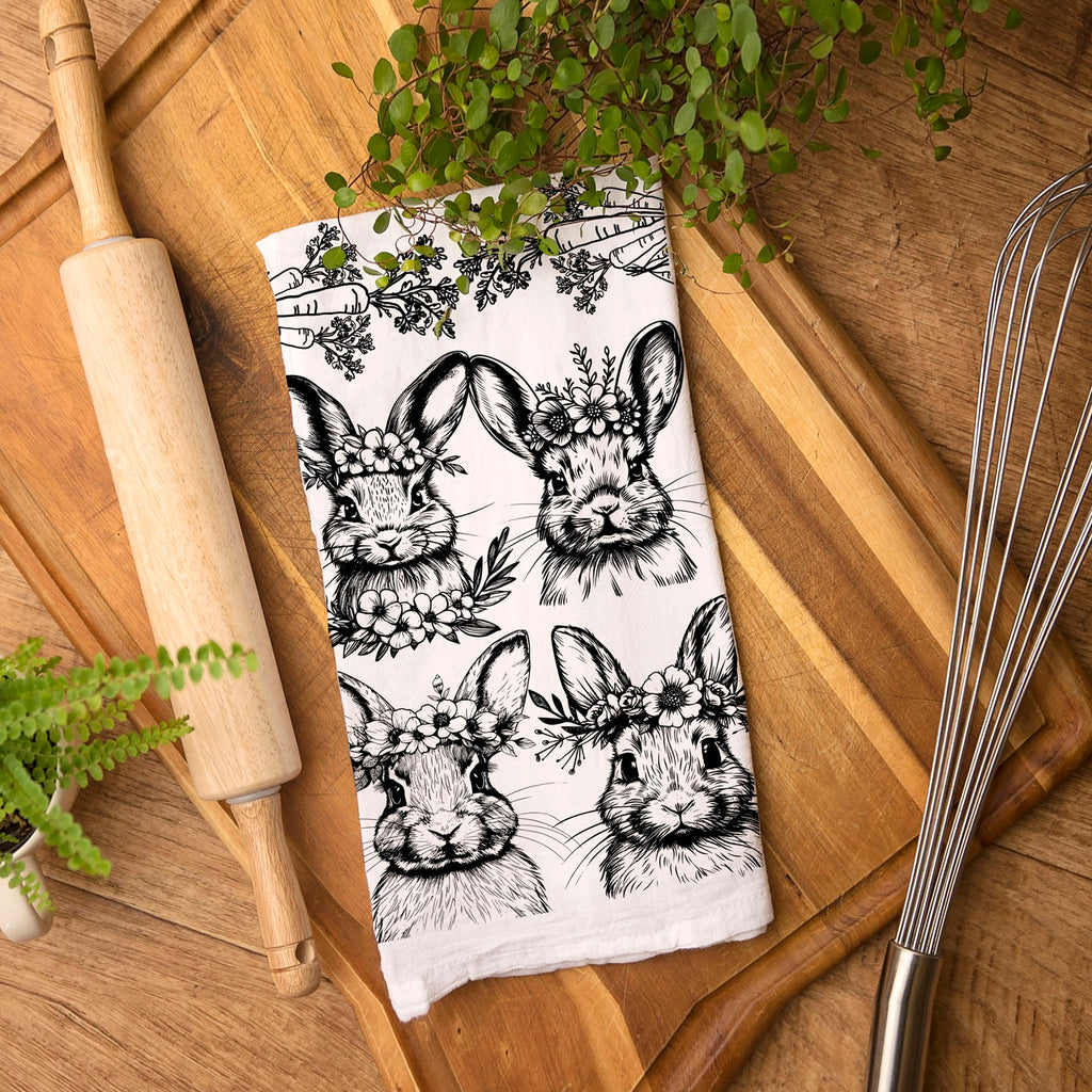 B&W Bunnies Towel