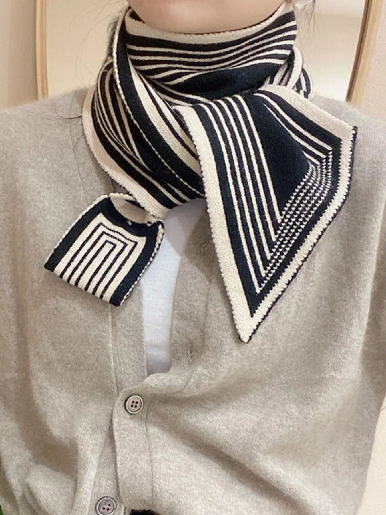 Striped Knitted Winter Scarf