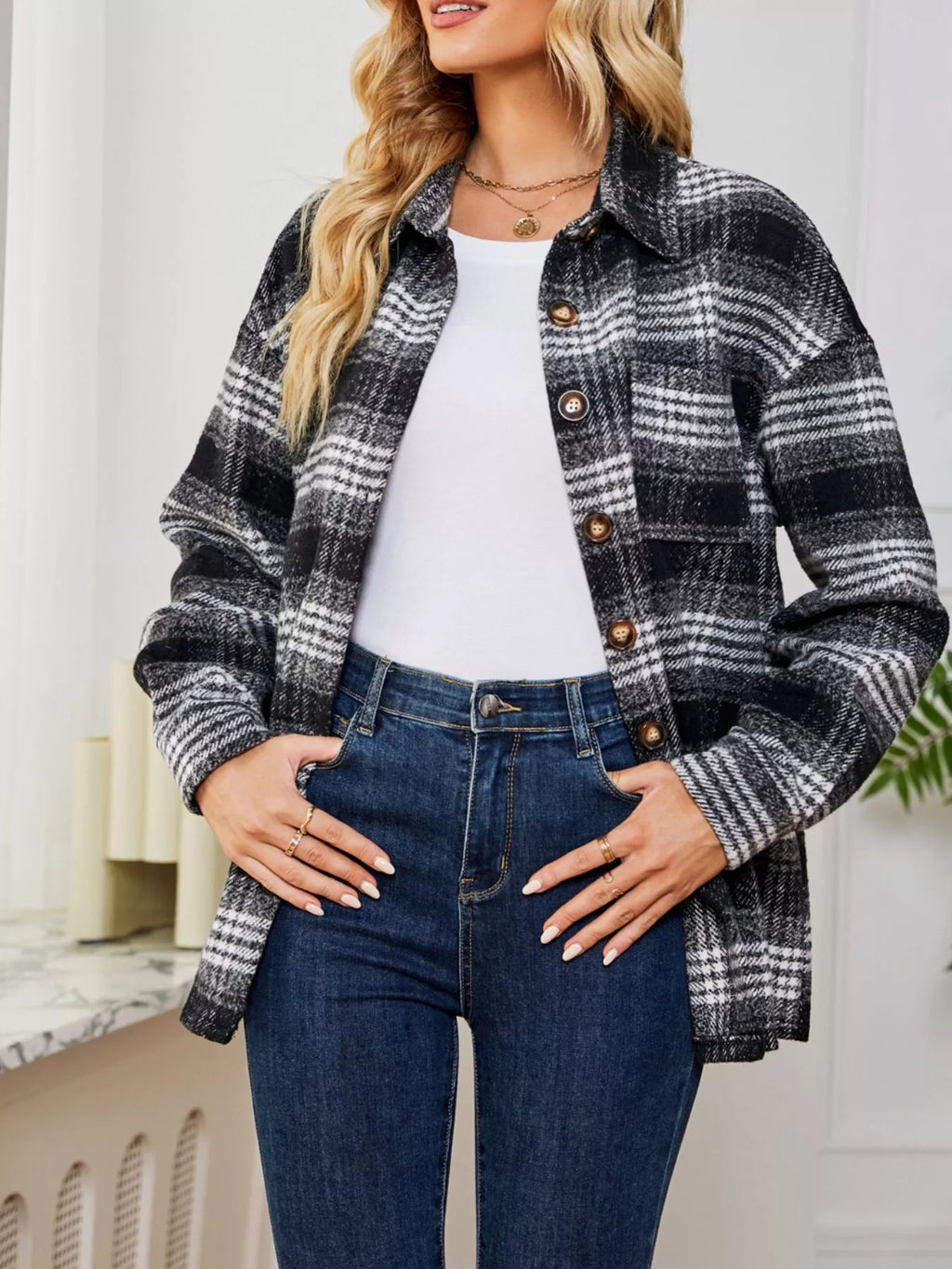 Plaid Button-Up Shirt