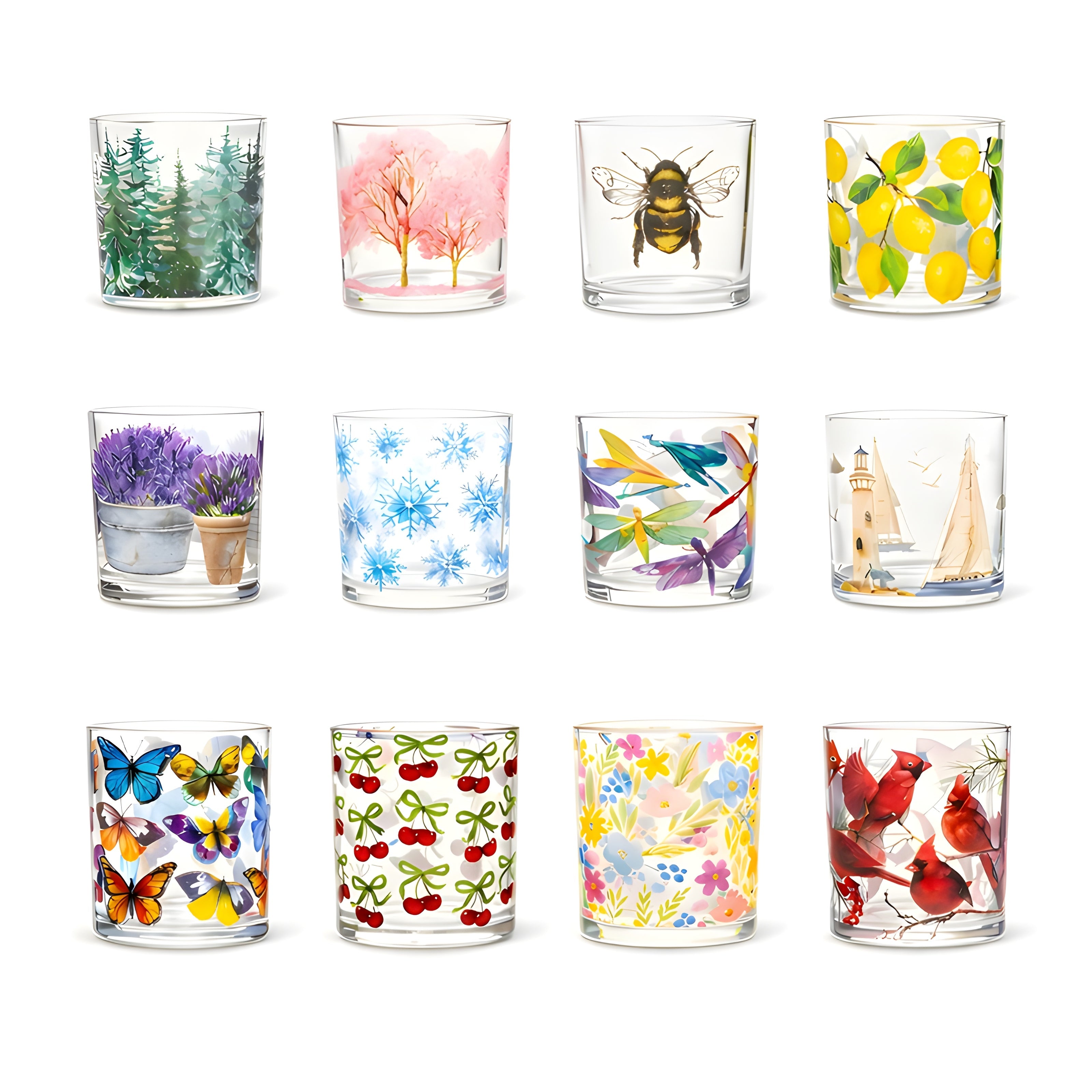 Pine Tree Glass Votive 3 Inch Holder