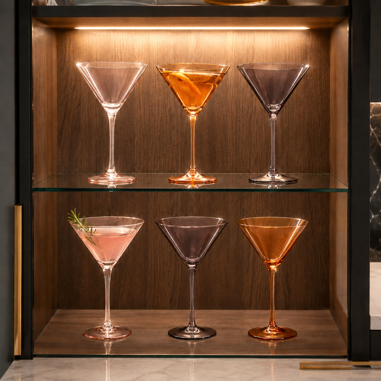 Venus Martini Cocktail Glassware, Set of 6