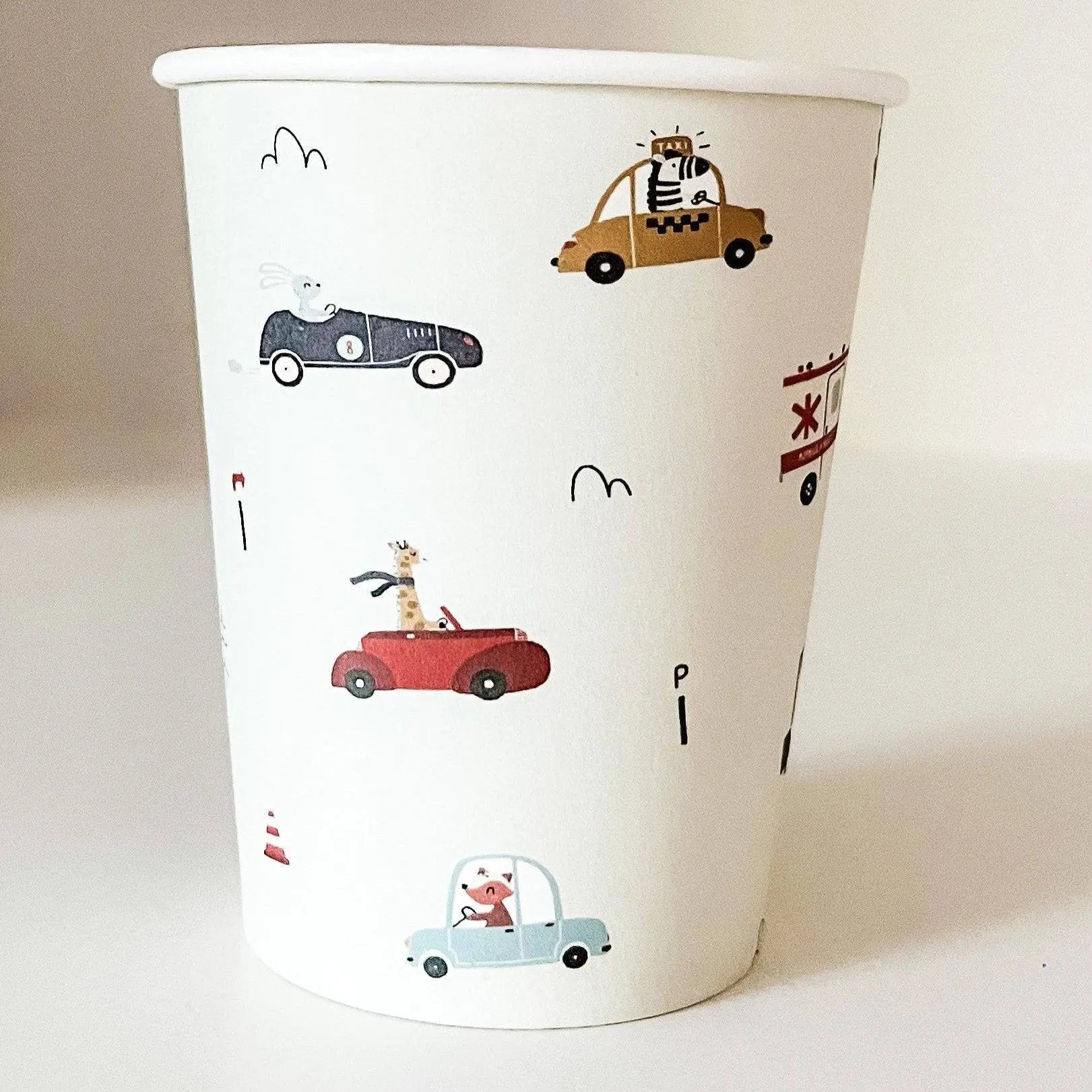 Car Birthday Party Patterned Cups (12pcs)