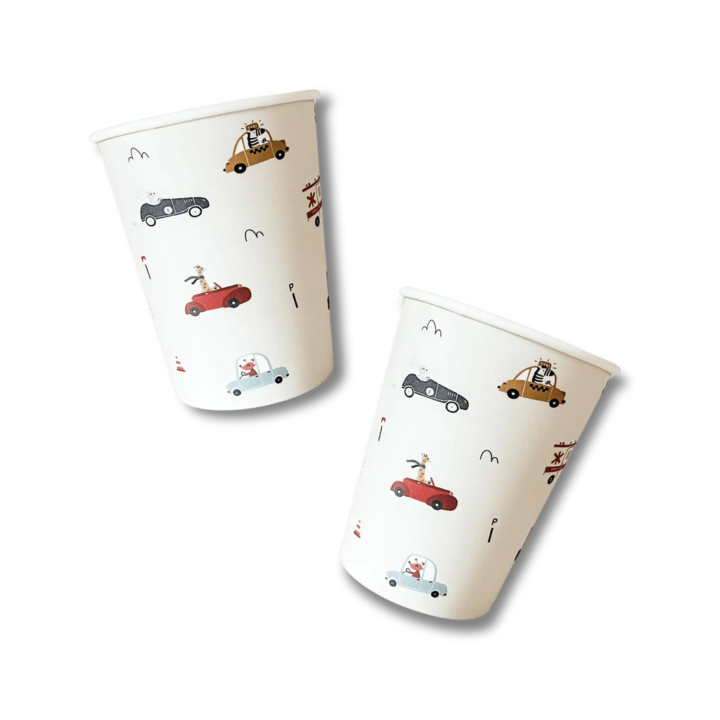 Car Birthday Party Patterned Cups (12pcs)