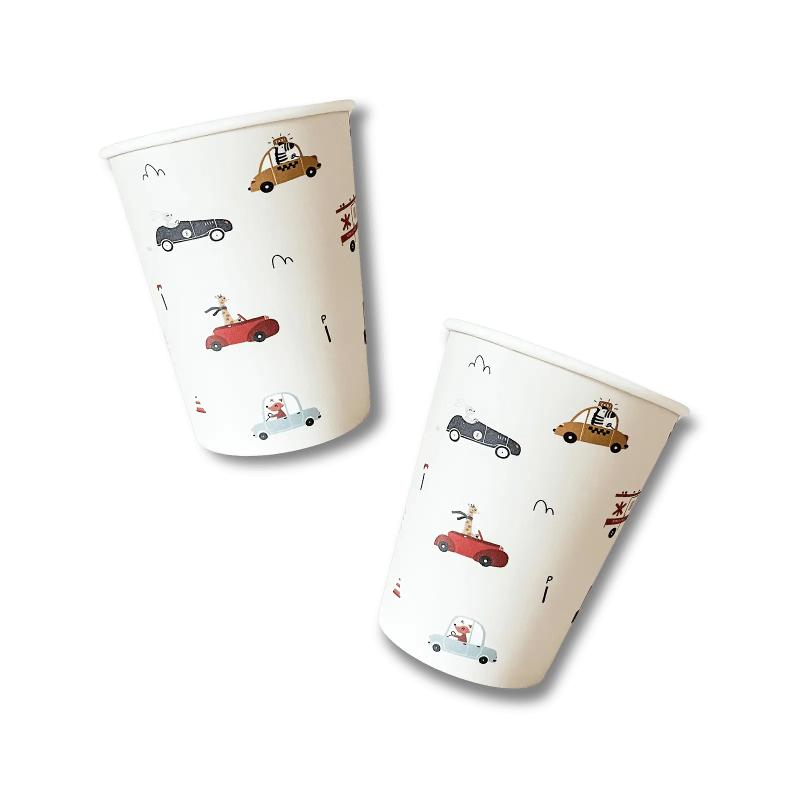 Car Birthday Party Patterned Cups (12pcs)