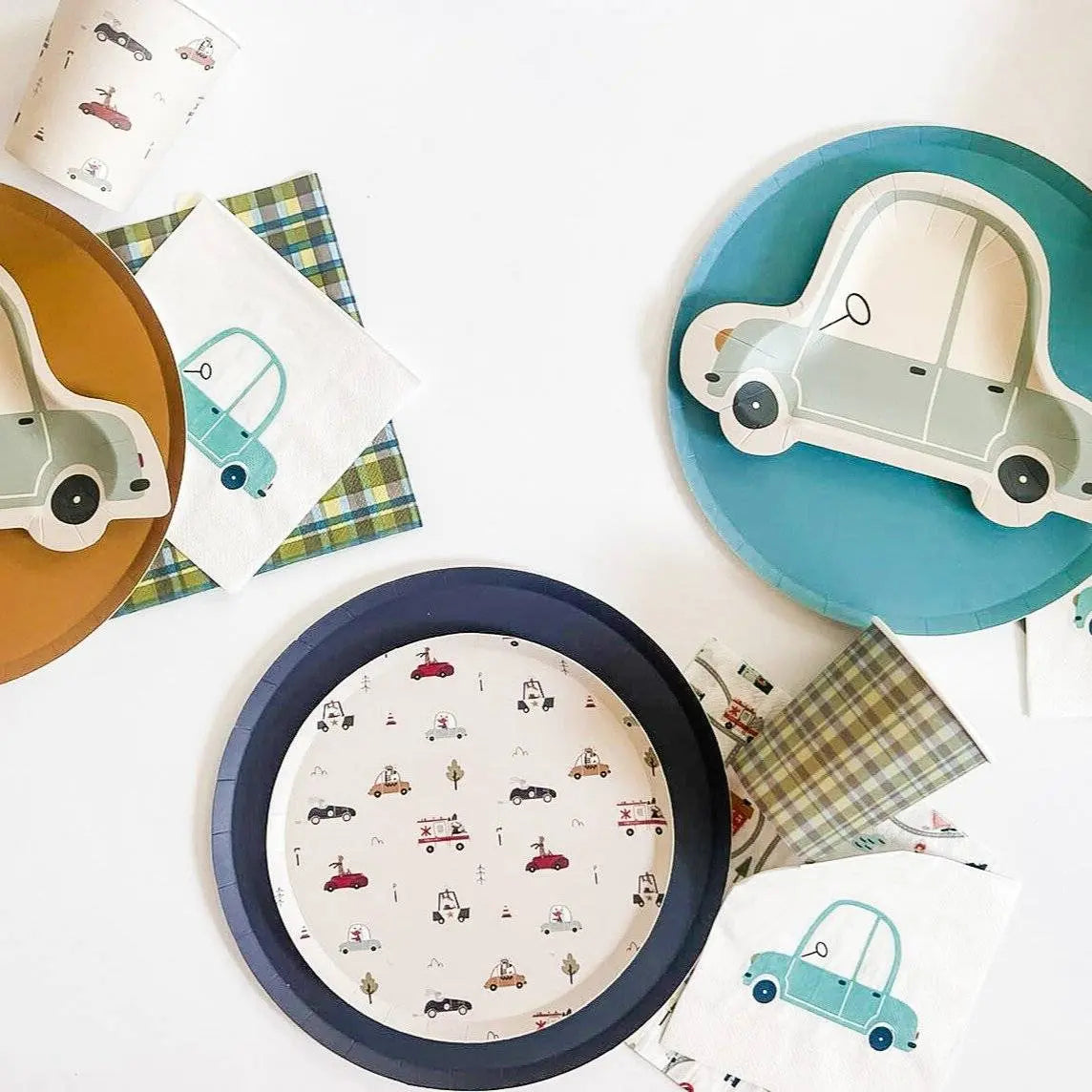 Car Birthday Party Patterned Cups (12pcs)