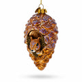 Squirrel Nestled in Pine Cone Glass Christmas Ornament