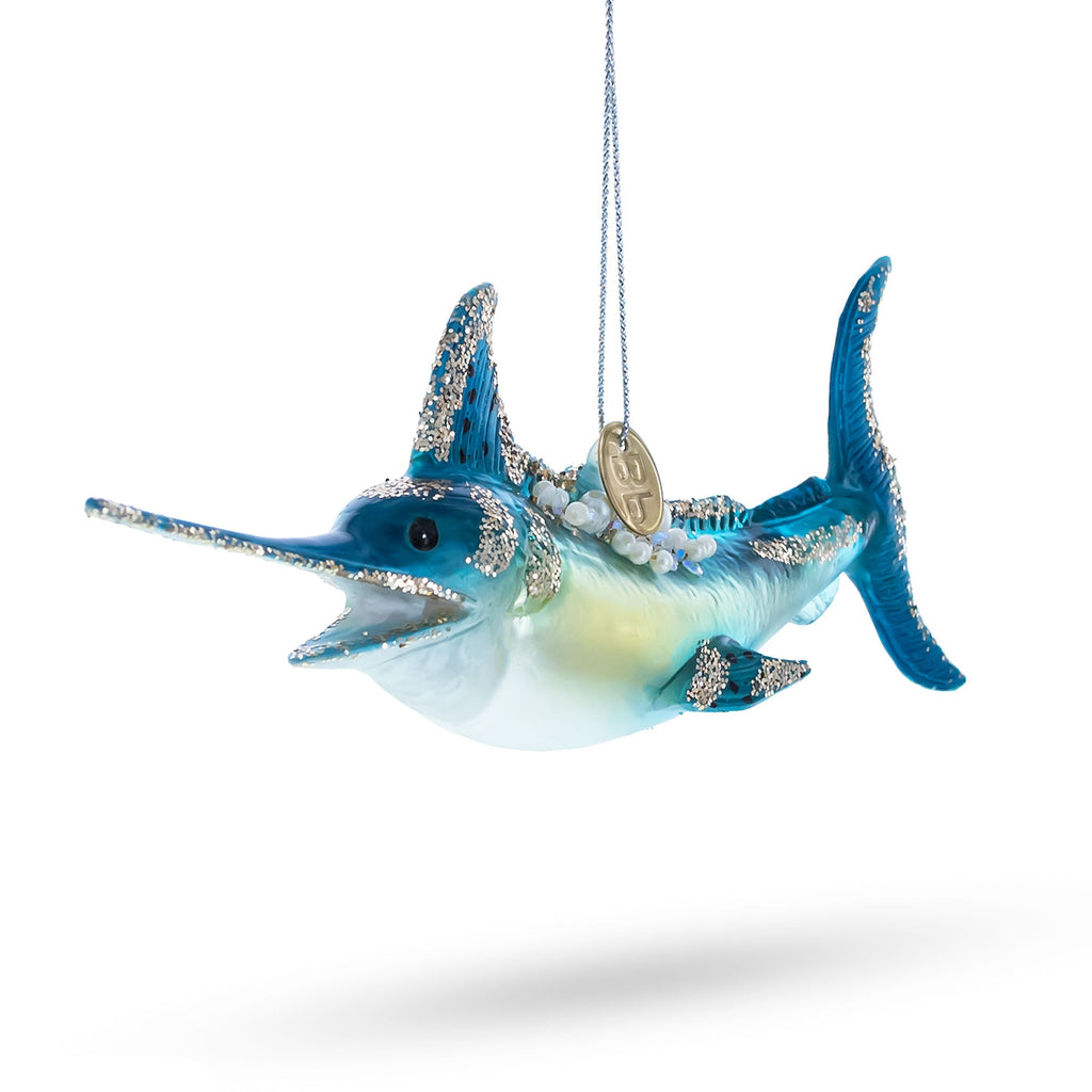 Marlin Fish Glass Christmas Ornament