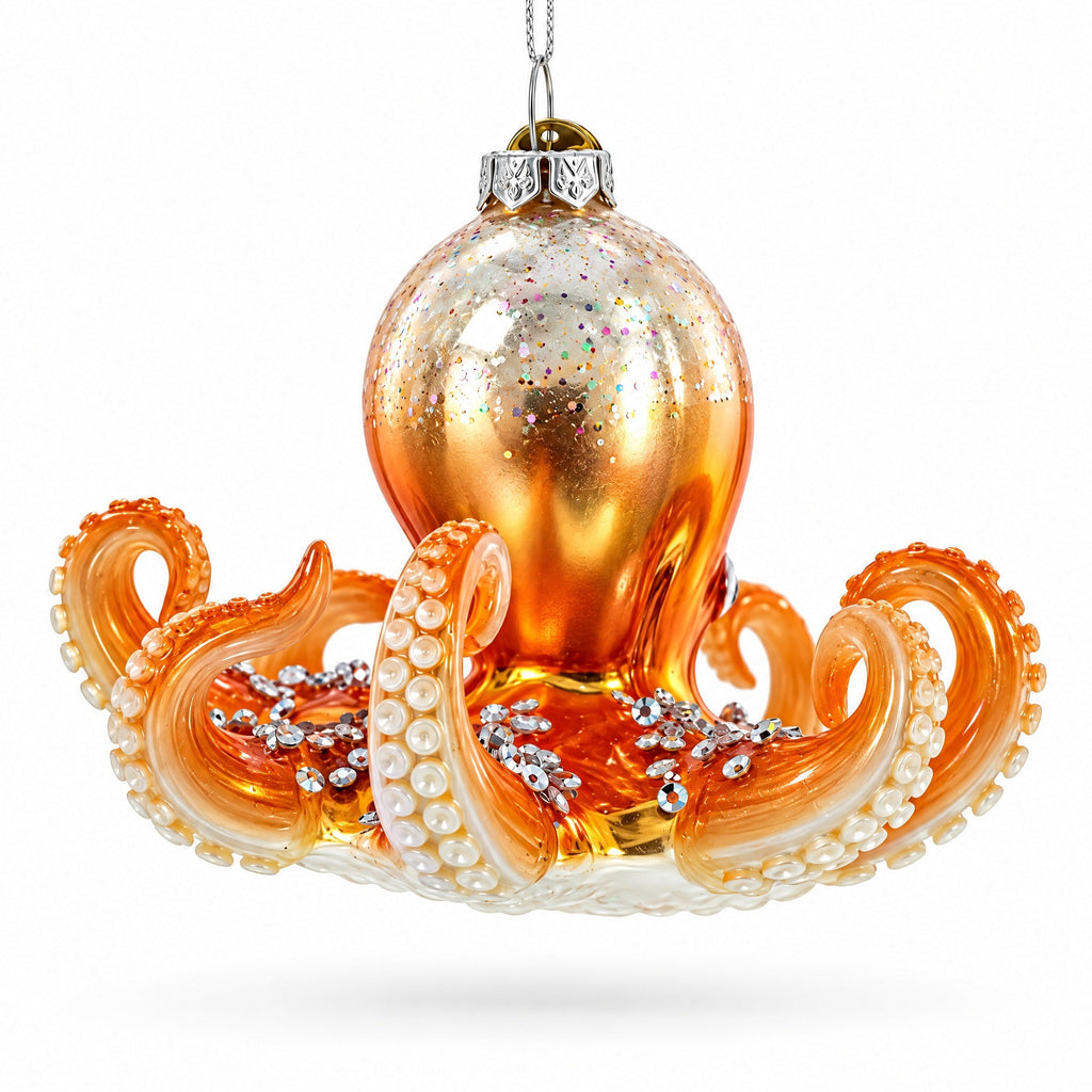 Octopus Glass Christmas Ornament