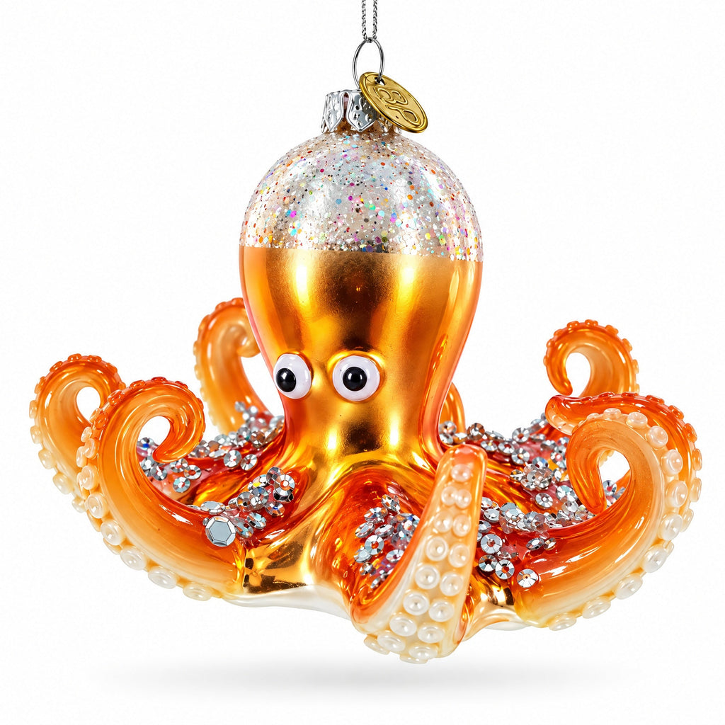 Octopus Glass Christmas Ornament