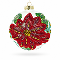 Beaded Red Flower Adorning Glass Ball Christmas Ornament