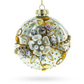 Jeweled Flowers Glass Ball Christmas Ornament