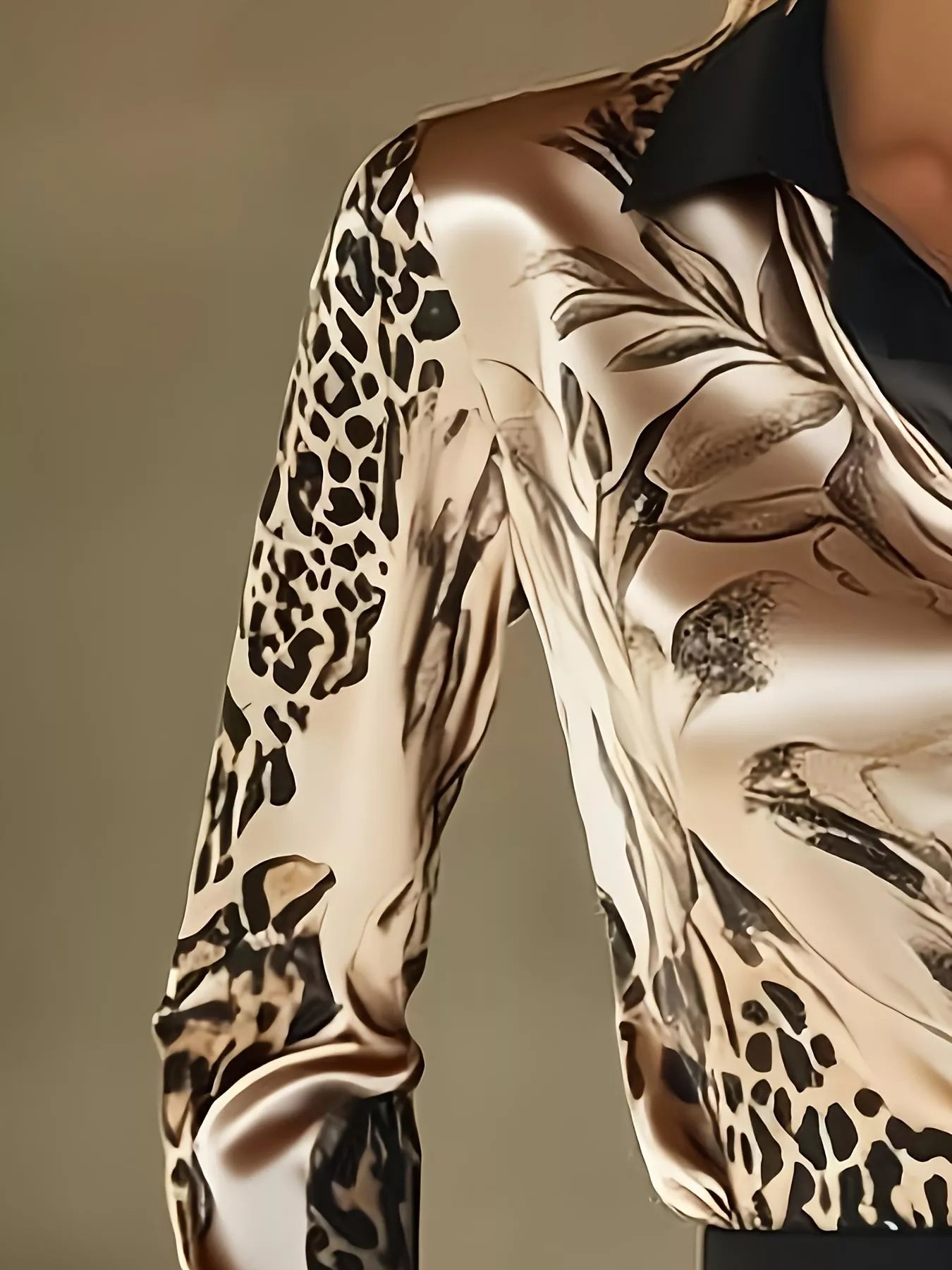 Leopard Button Up Long Sleeve Shirt
