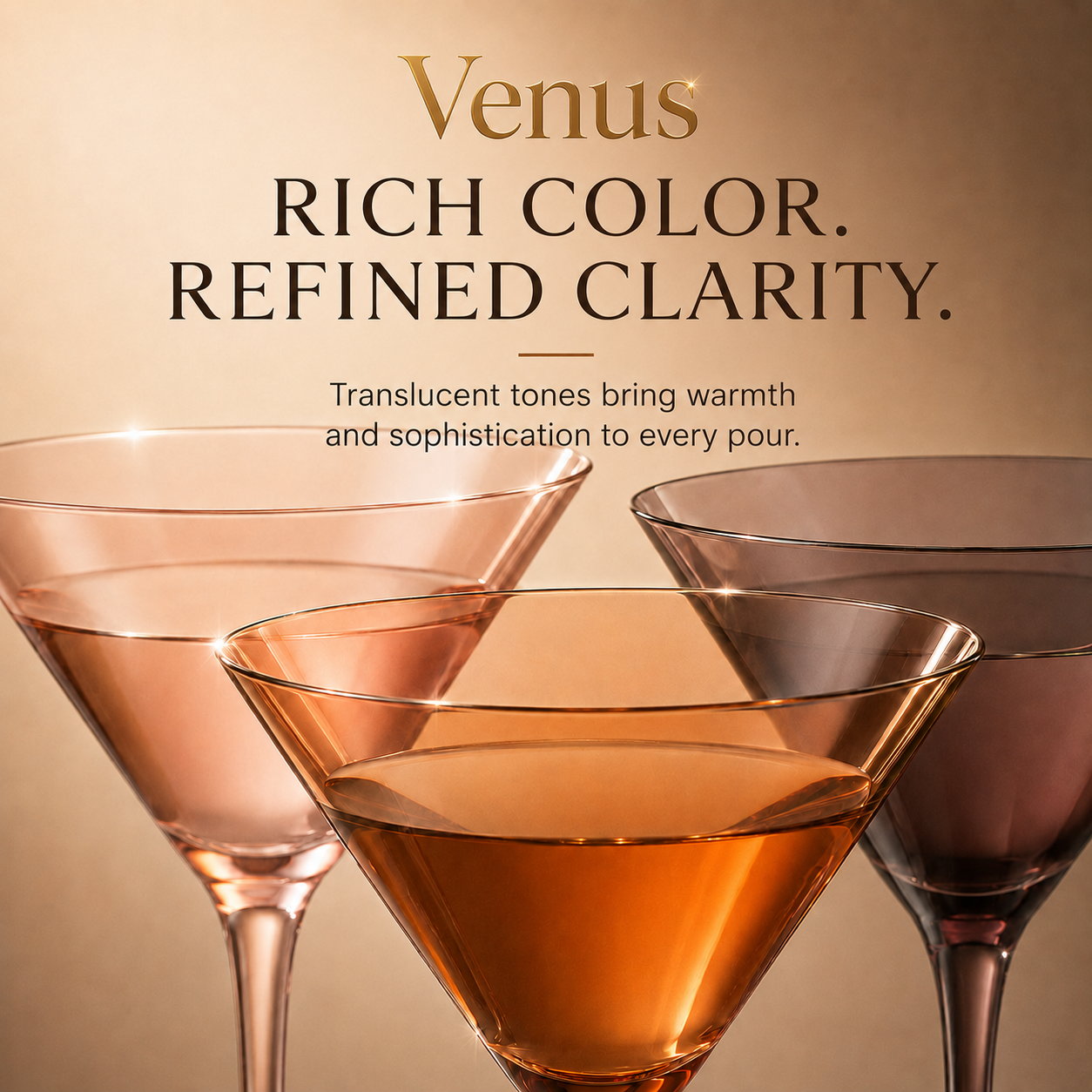Venus Martini Cocktail Glassware, Set of 6