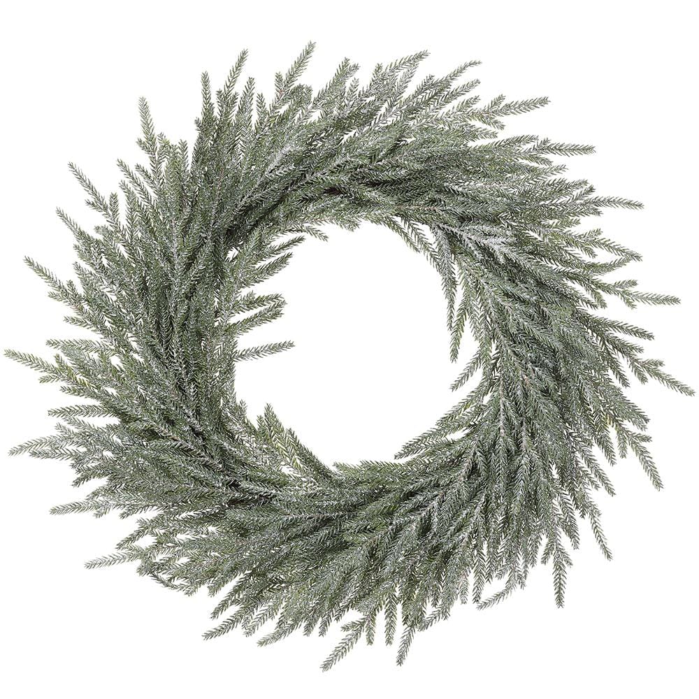 Snowed Soft PE Cypress Wreath 24" - Artificial Winter Greenery Door Wreath