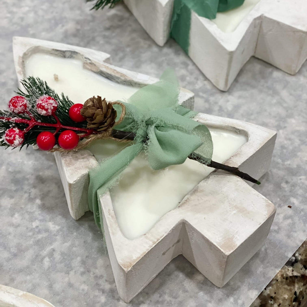 Christmas Tree Candle | Wood Bowl