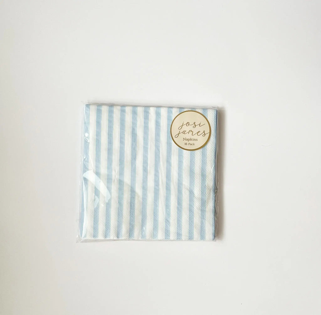 Classic Stripe Baby Blue Large Disposable Paper Napkins (16pcs)