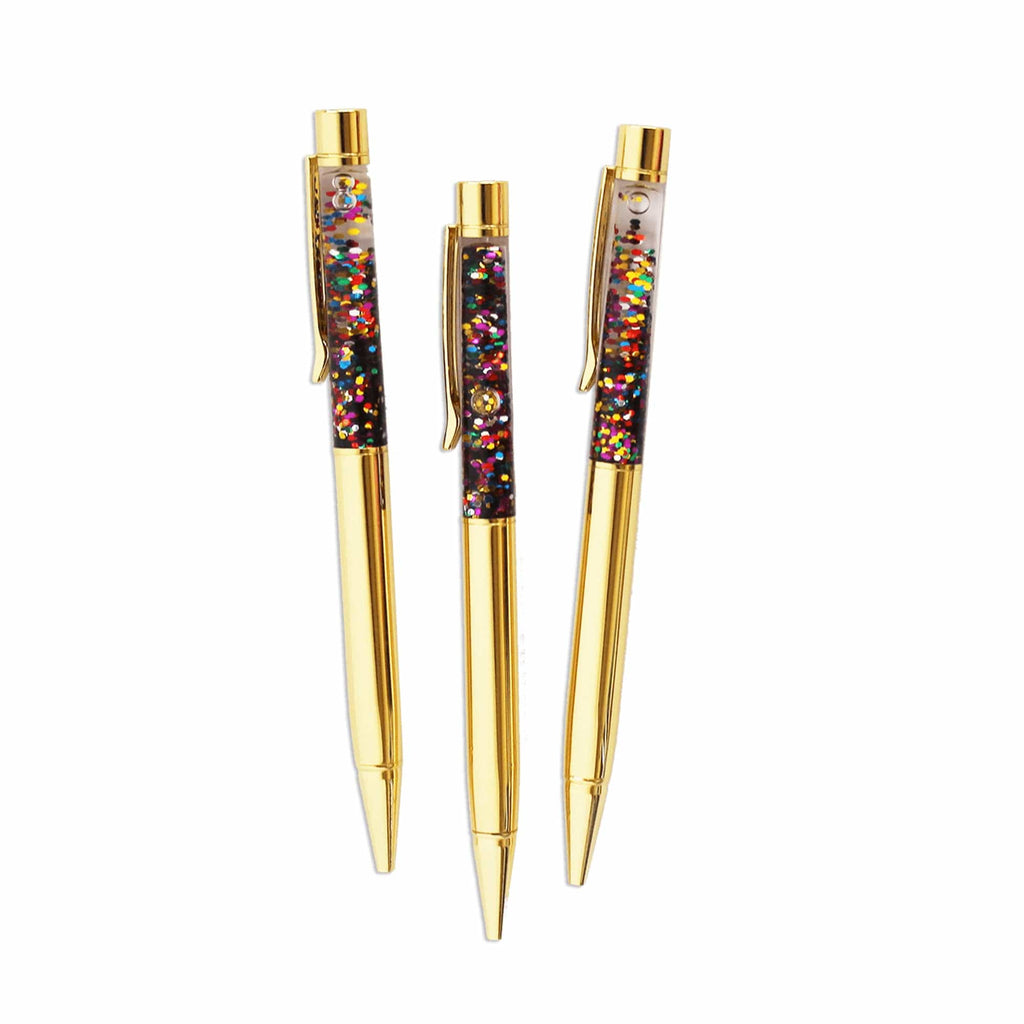 Gold Confetti-Filled Ballpoint Pen Set