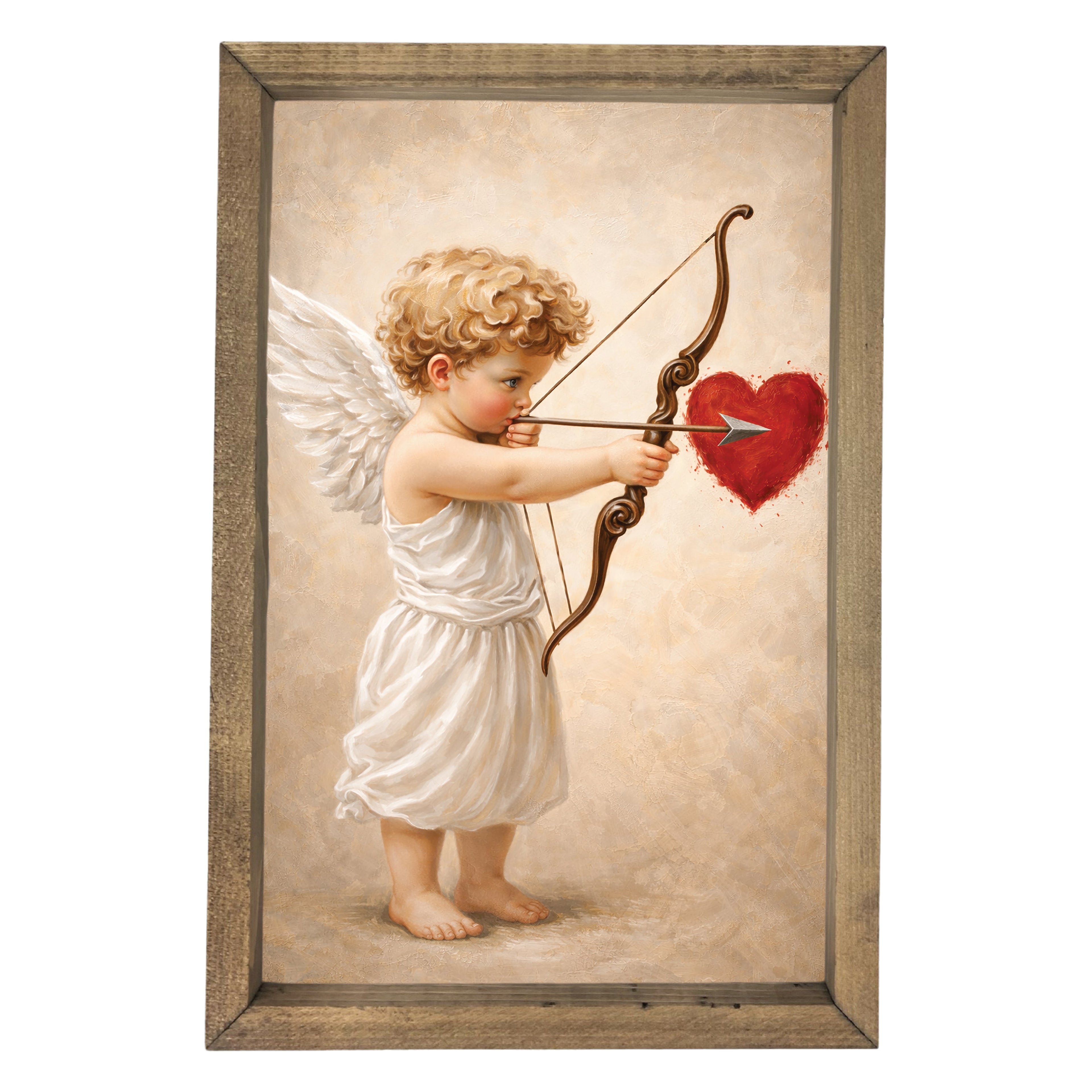 Cupid with Heart Framed Art