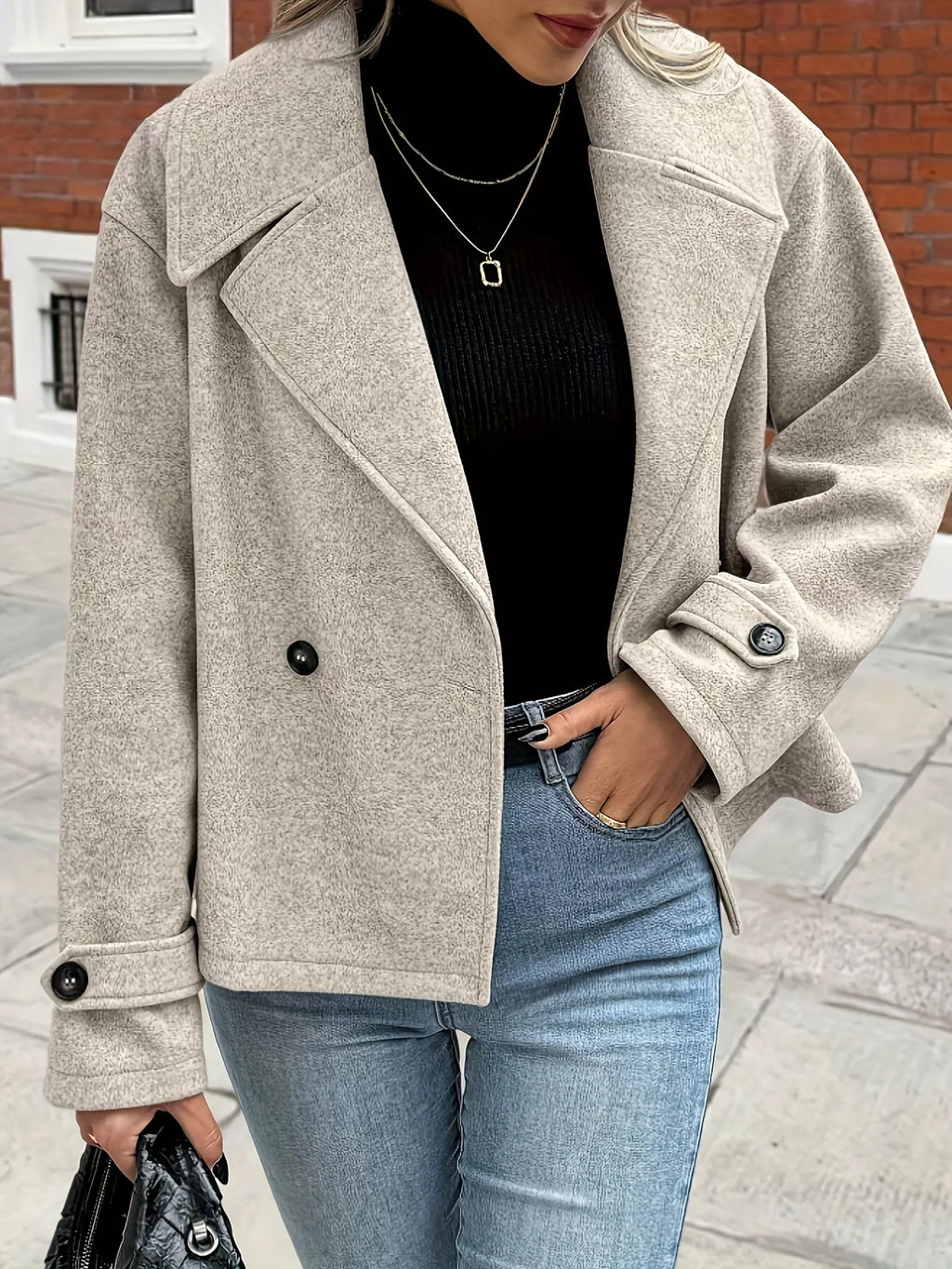 Double-Breasted Crop Outerwear