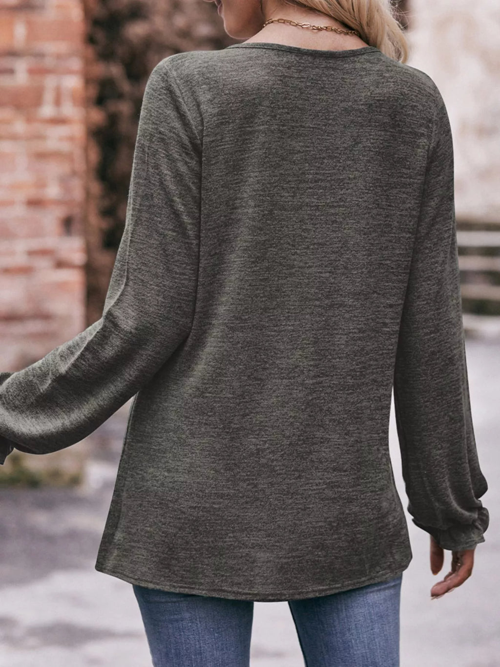 Ruffle Cuff Long Sleeve T-Shirt
