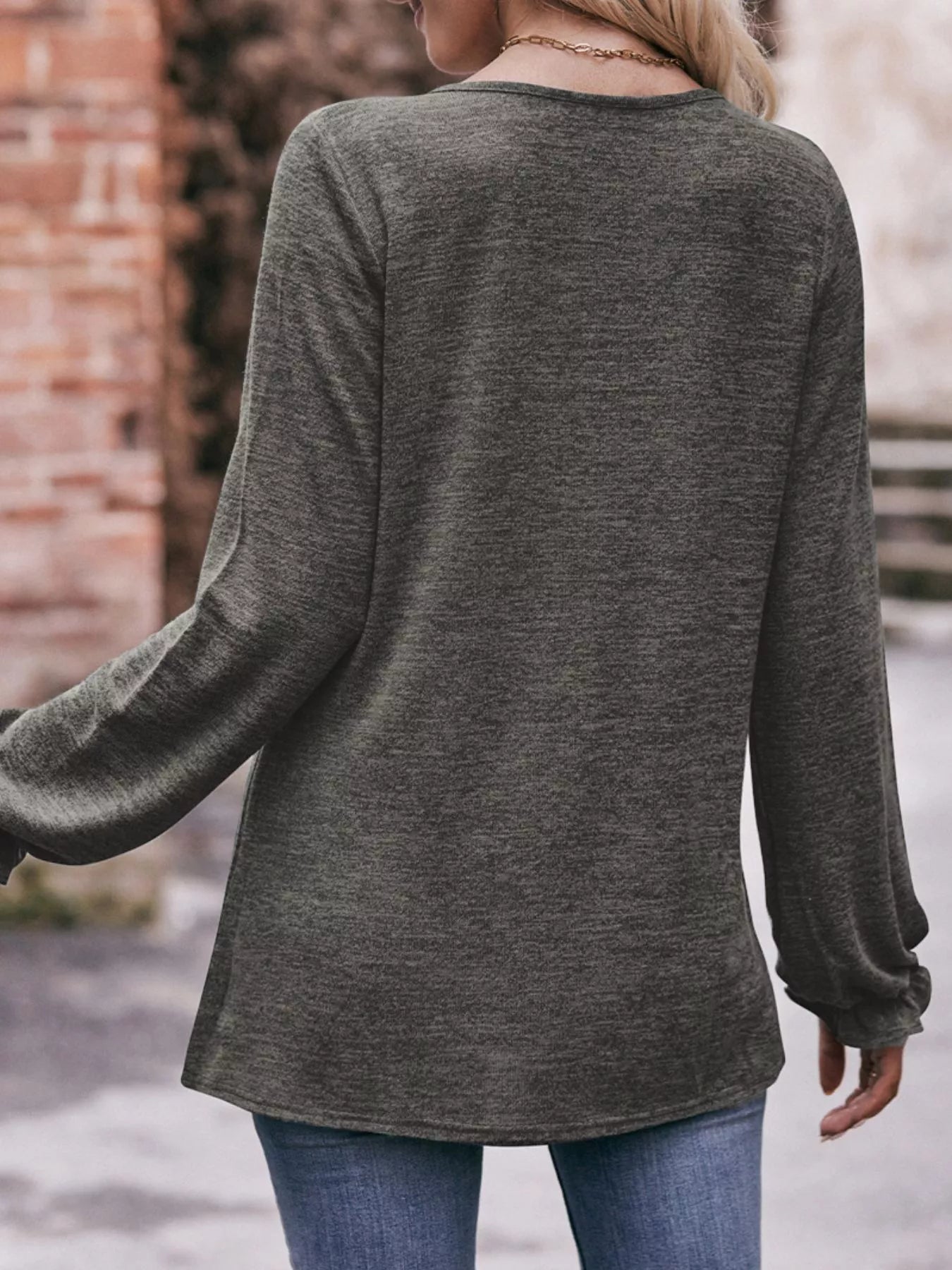 Ruffle Cuff Long Sleeve T-Shirt