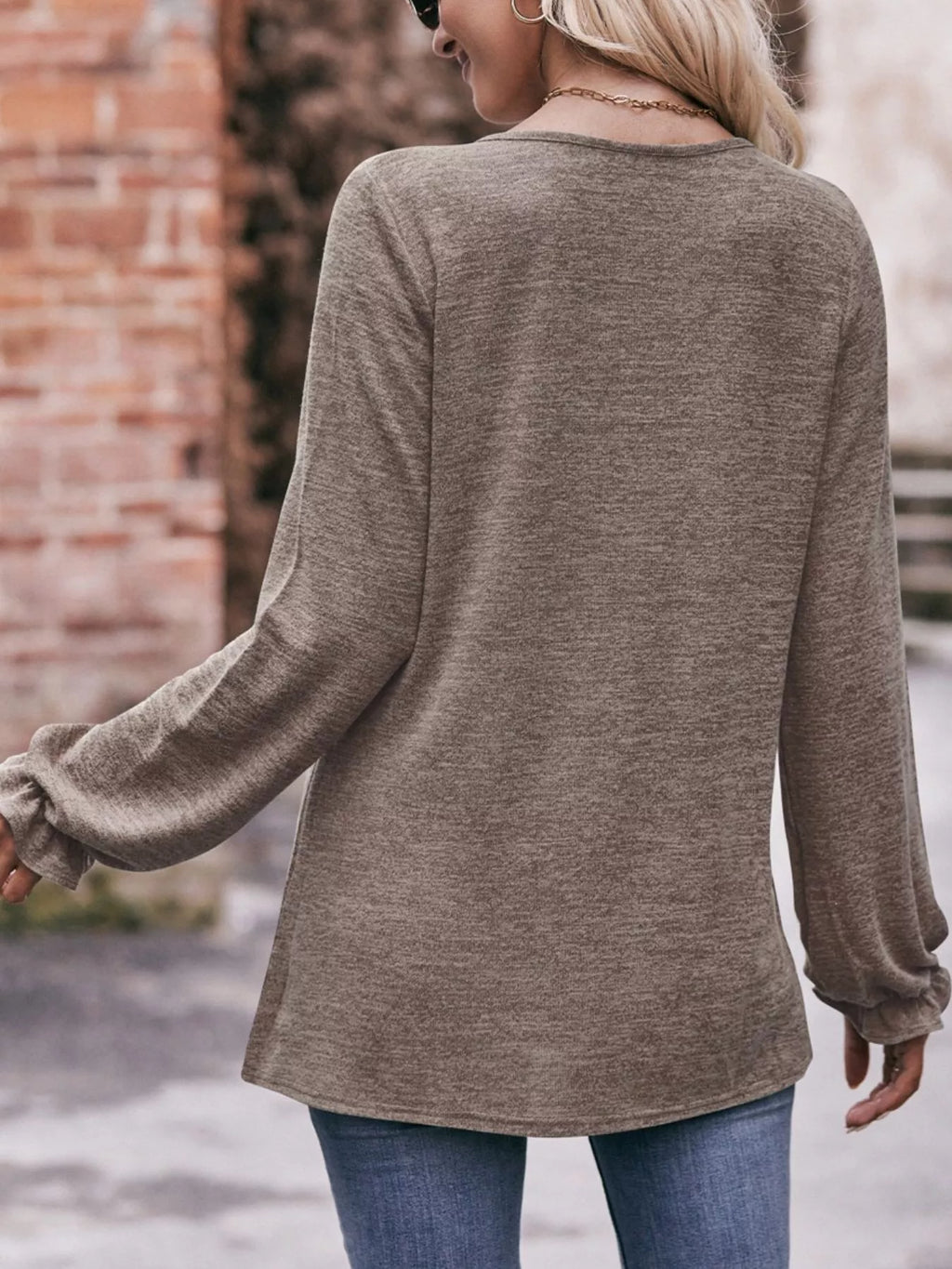 Ruffle Cuff Long Sleeve T-Shirt