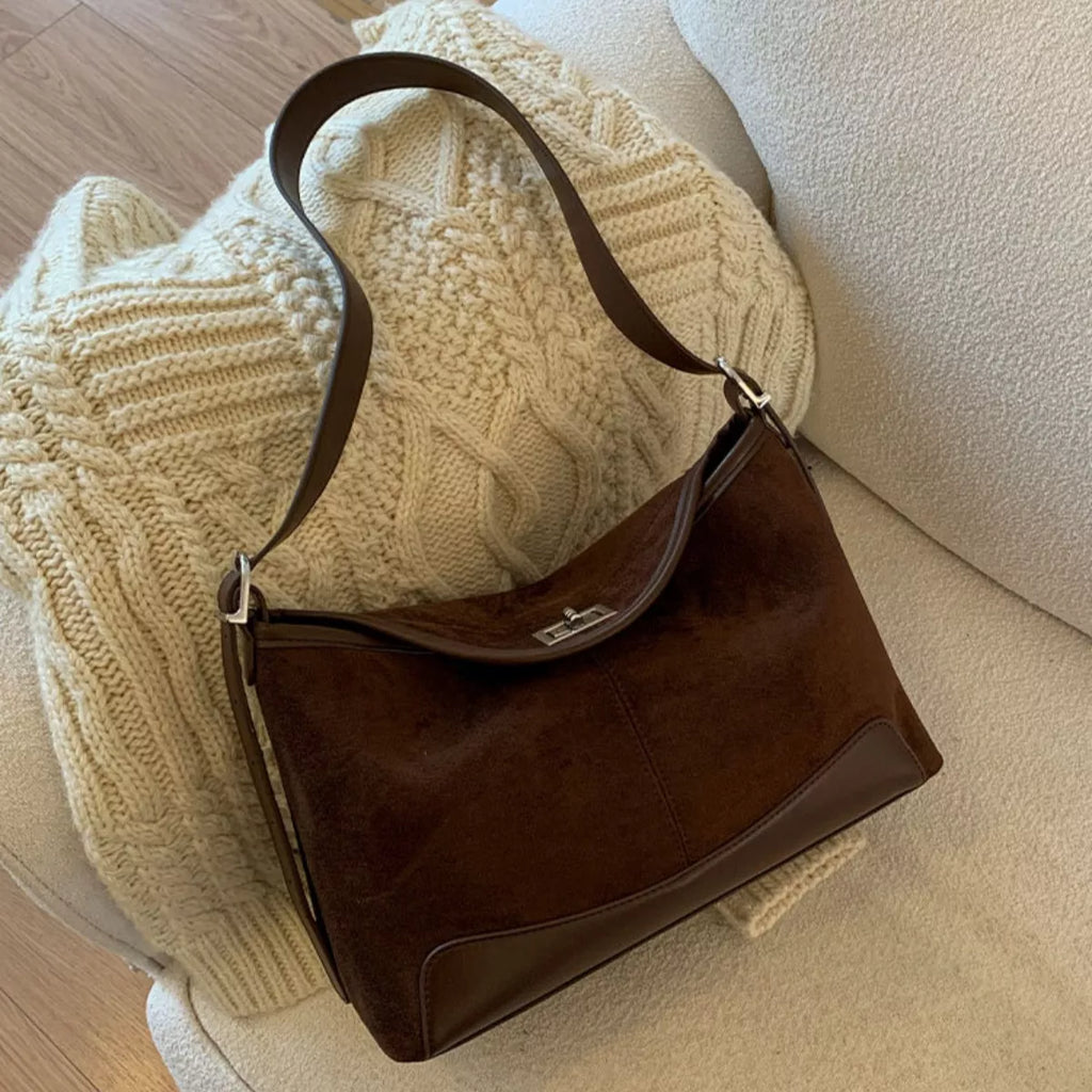 Suede Crossbody Bag with Adjustable Strap