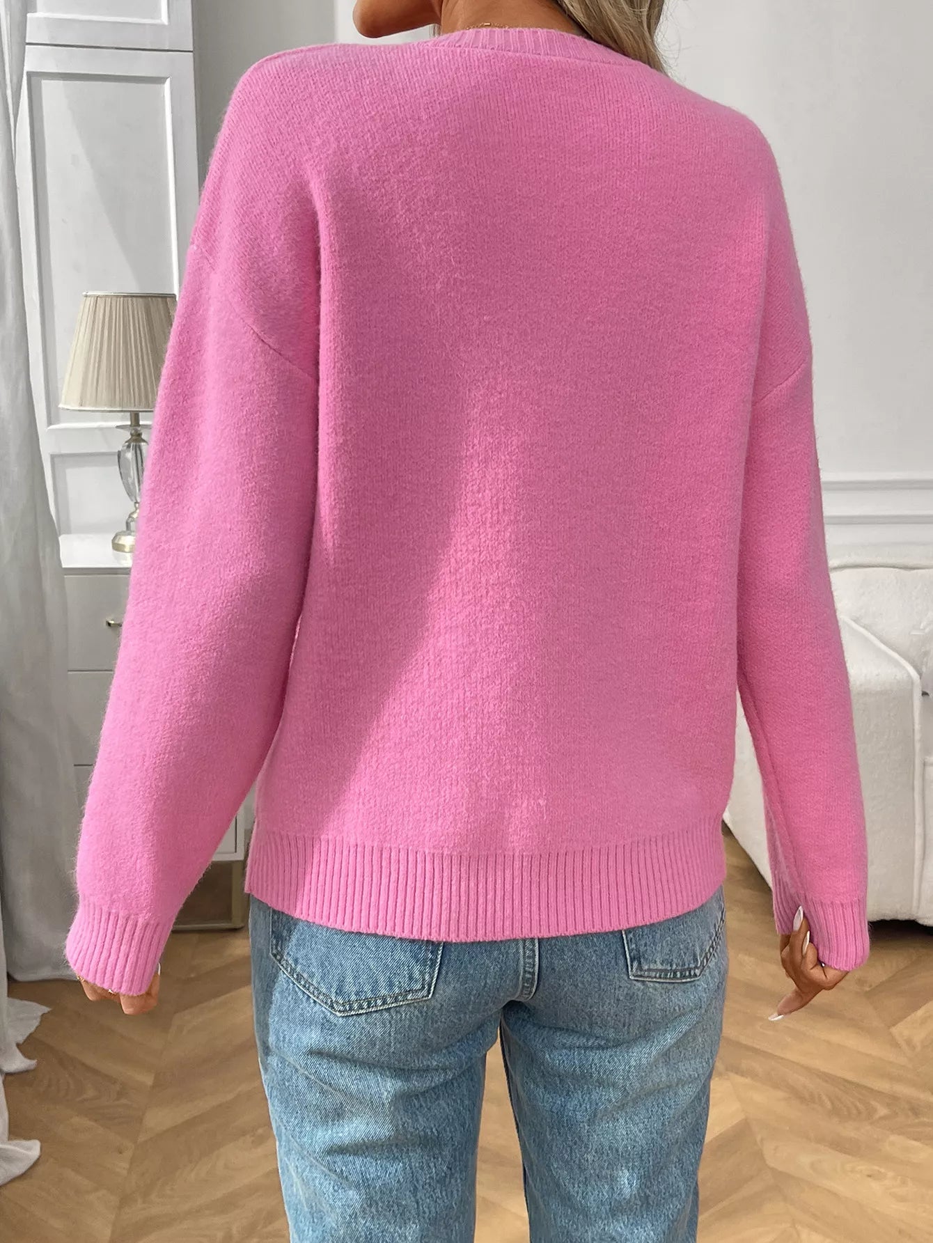 Bow Round Neck Long Sleeve Sweater