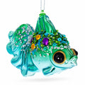 Jeweled Green Fish Glass Christmas Ornament