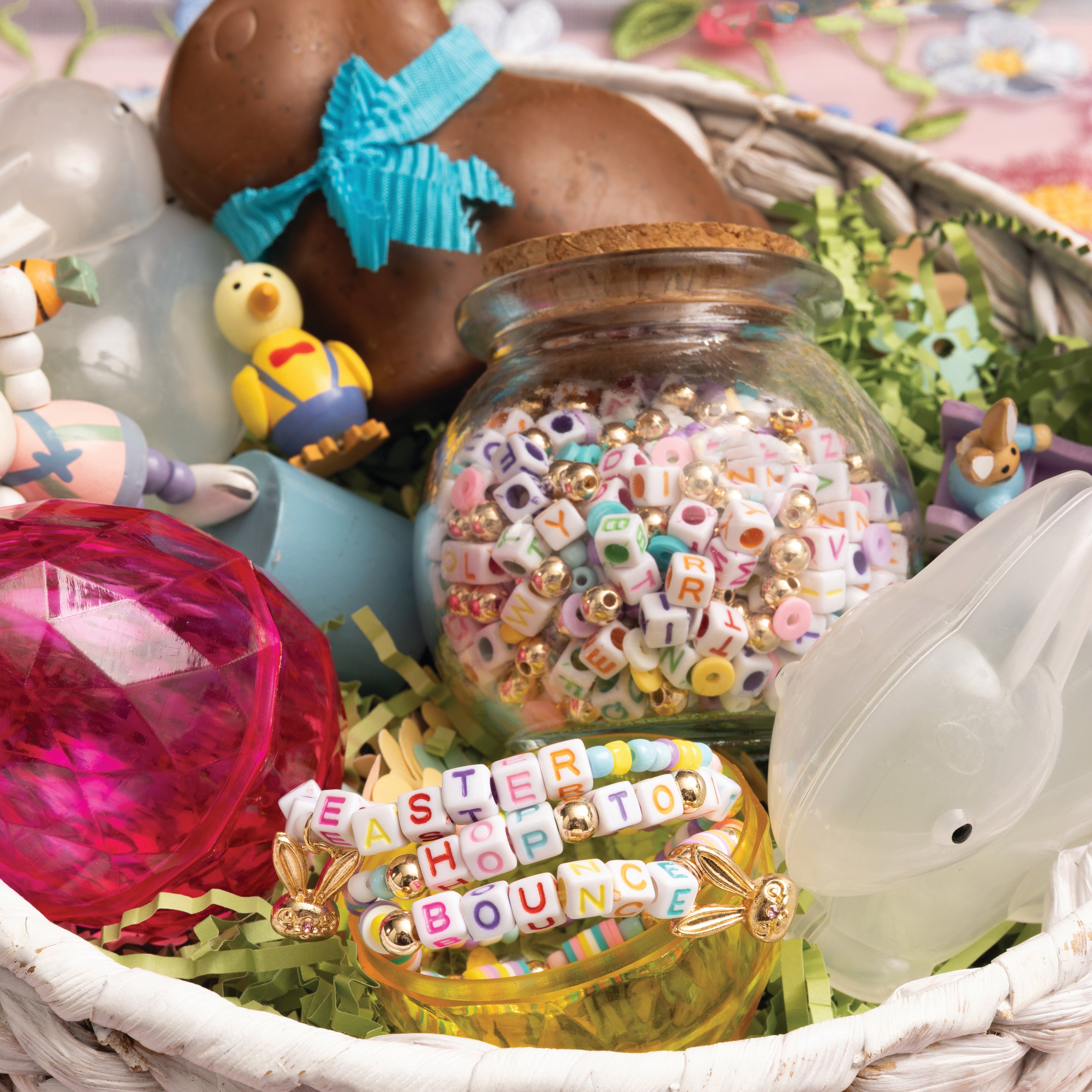 Multicolor Easter Heishi and Block Letter DIY Beaded Jewelry Jar