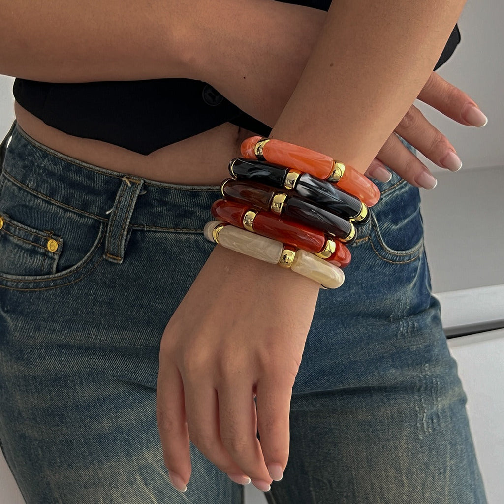 Light luxury ins style beaded bamboo bracelet
