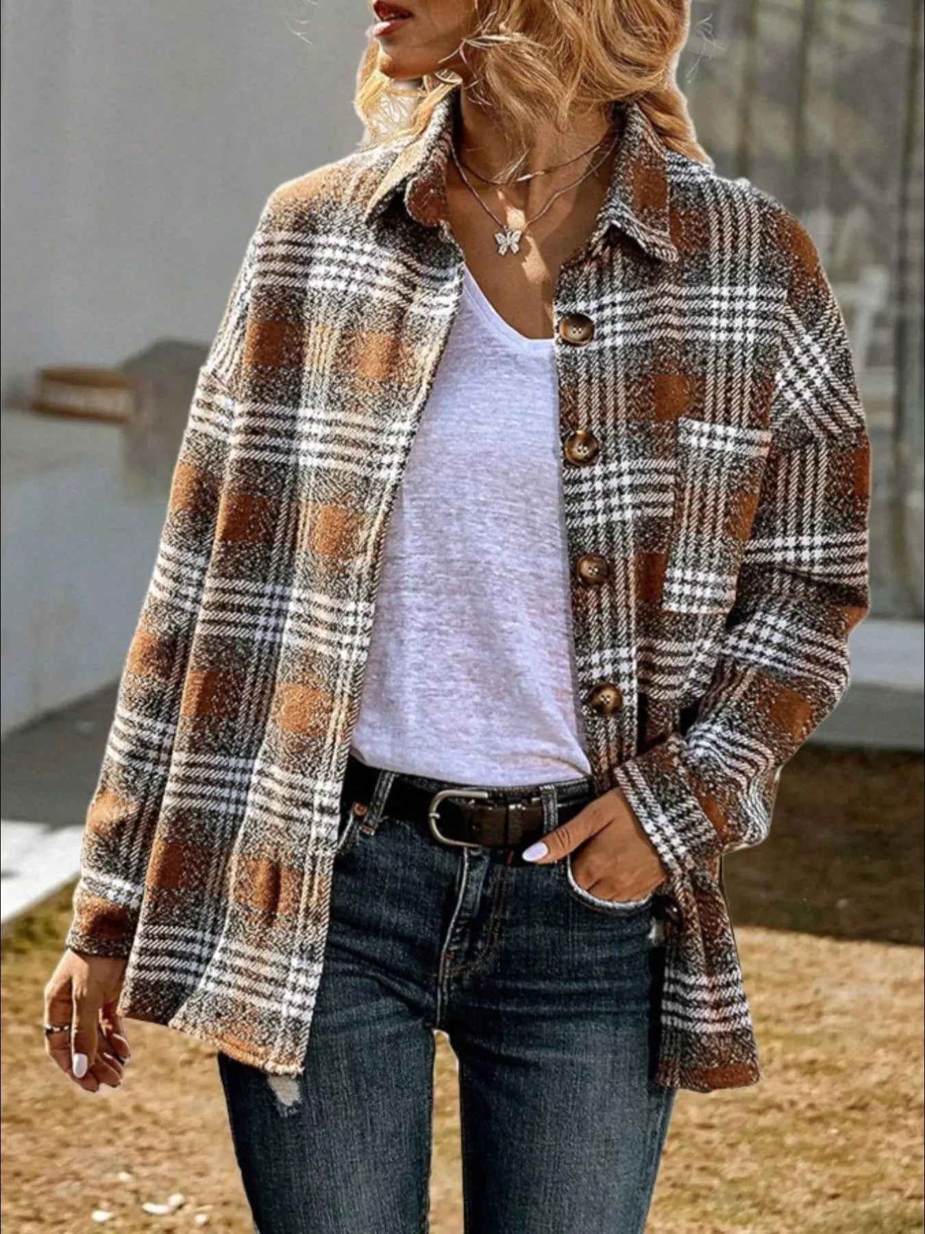 Plaid Button-Up Shirt