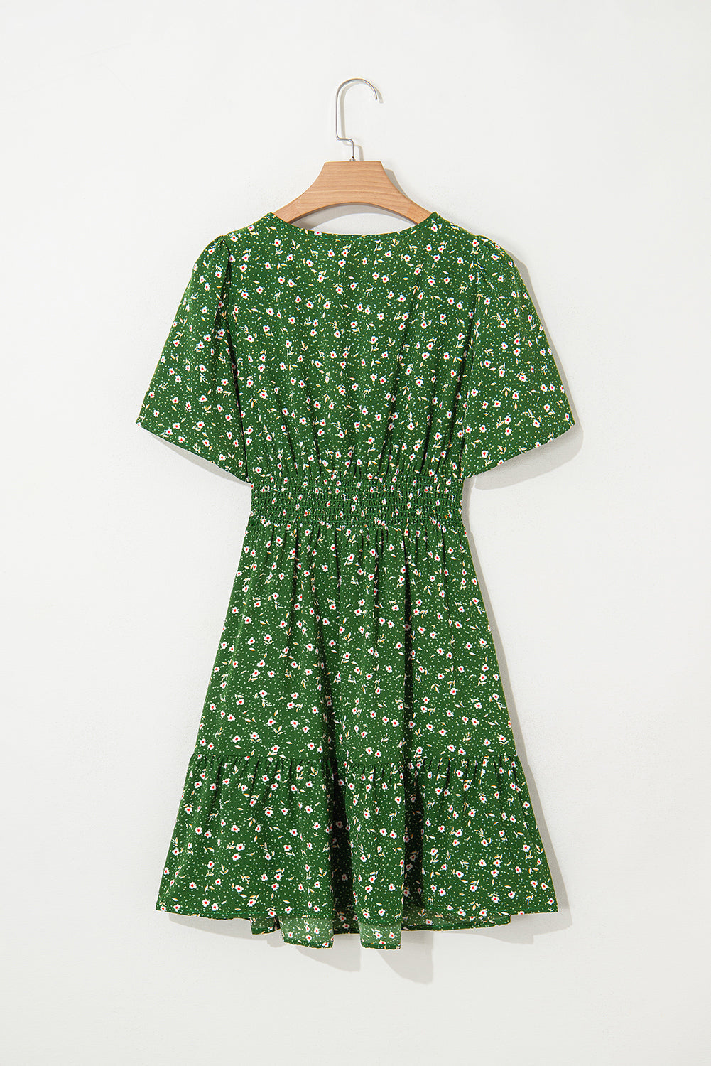 Floral Wrap V-Neck Short Sleeve Mini Dress