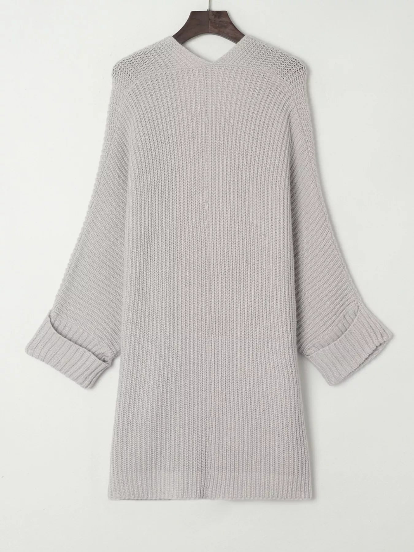 Oversized Fold Over Sleeve Open Front Cardigan
