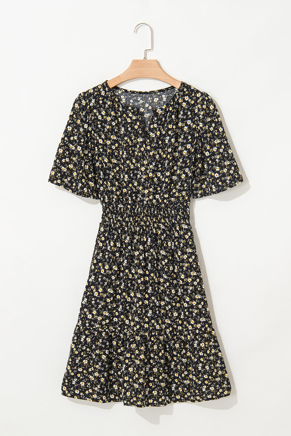 Floral Wrap V-Neck Short Sleeve Mini Dress
