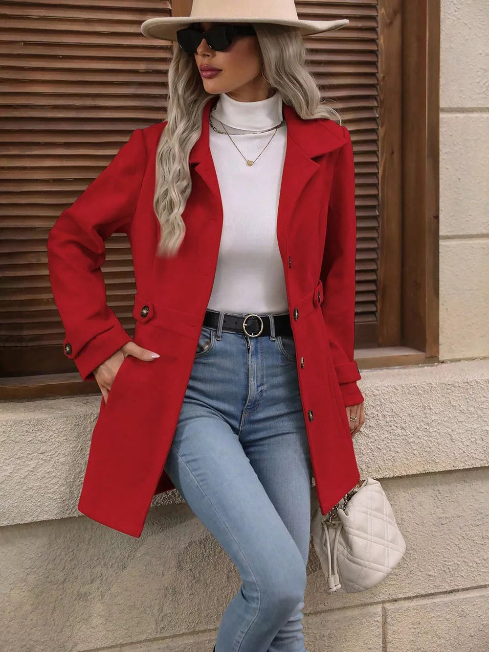 Collared Neck Button Up Coat